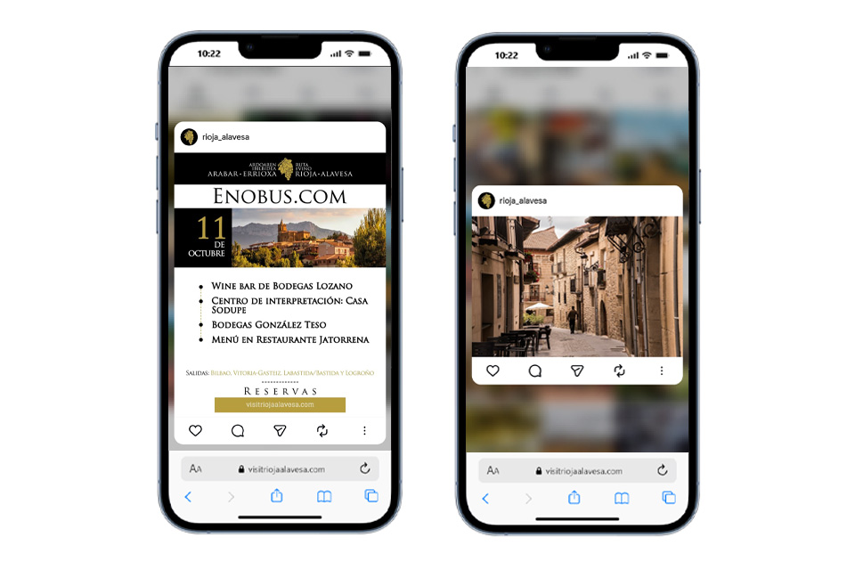 Imagen de las publicaciones en RRSS de Visit Rioja Alavesa